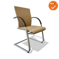 Ahrend A350 vergaderstoel - Beige stoffering - Zilvergrijs frame