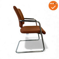 Rohde &amp; Grahl - Vergaderstoel - Kastanjebruine stoffering - Chroom frame