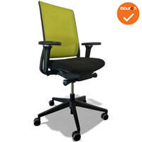 Gispen Zinn - 4D Armleggers - Zwart gestoffeerde zitting met groen netweave - zwart voetkruis