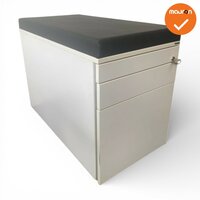 Svoboda - Ladeblok - 57x43x76cm - Wit - Melamine 3 laden - inclusief zwart leren topblad