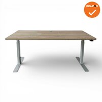 LINAK elektrisch zit-sta bureau - 160x80cm - Zilvergrijs onderstel - Oak medium blad