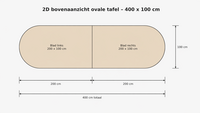 Ahrend vergadertafel - 400x100cm - Ovaal - bladkleur naar keuze