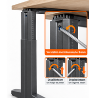 Ahrend hoekbureau &ndash; 200x120 cm &ndash; Handmatig verstelbaar &ndash; Antraciet onderstel &ndash; Nieuw blad