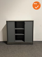 Ahrend - Roldeurkast - 110x120x45 cm - Antracietgrijs - Grijze deuren