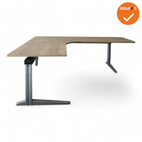 Hoekbureau - 200x200 - Ahrend Essa - Zilvergrijs - Ronde hoek 