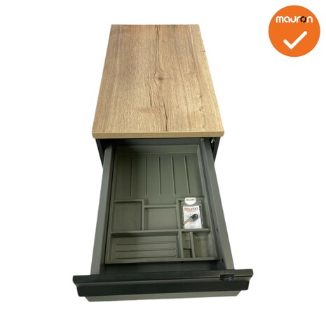 Ladeblok - 57x42x76cm - Zwart - 3 gelijke lades - kunststof - topblad naar keuze
