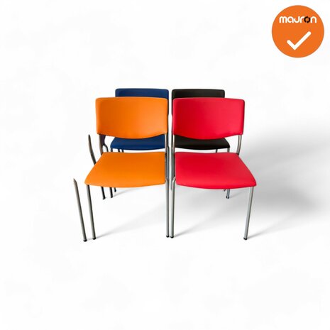 Ahrend Vergaderstoel - 460 - grijs onderstel - set van 8 gekleurd kunslederen stoelen