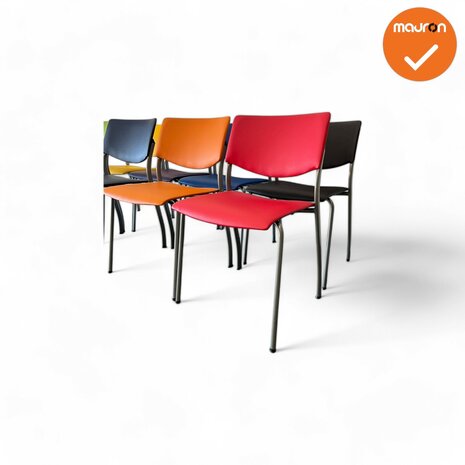Ahrend Vergaderstoel - 460 - grijs onderstel - set van 8 gekleurd kunslederen stoelen