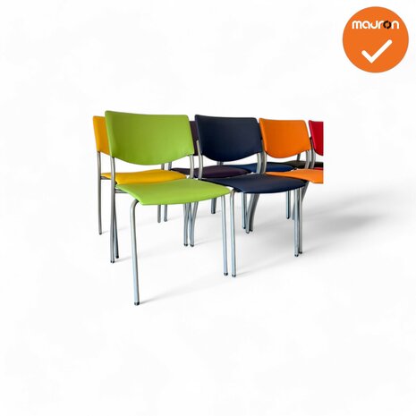 Ahrend Vergaderstoel - 460 - grijs onderstel - set van 8 gekleurd kunslederen stoelen