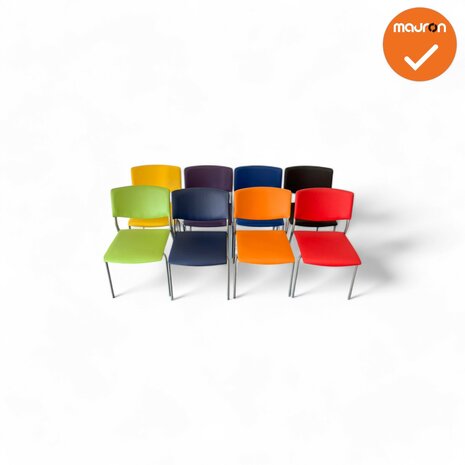 Ahrend Vergaderstoel - 460 - grijs onderstel - set van 8 gekleurd kunslederen stoelen