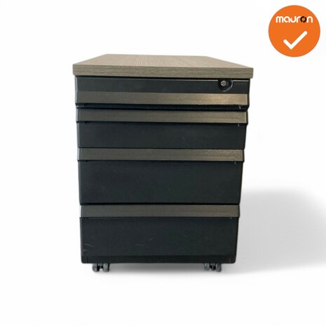 Ladeblok - 57x42x76cm - Zwart - 4 lades - kunststof front - topblad naar keuze