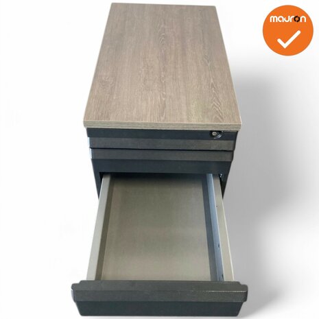 Ladeblok - 57x42x76cm - Zwart - 4 lades - kunststof front - topblad naar keuze