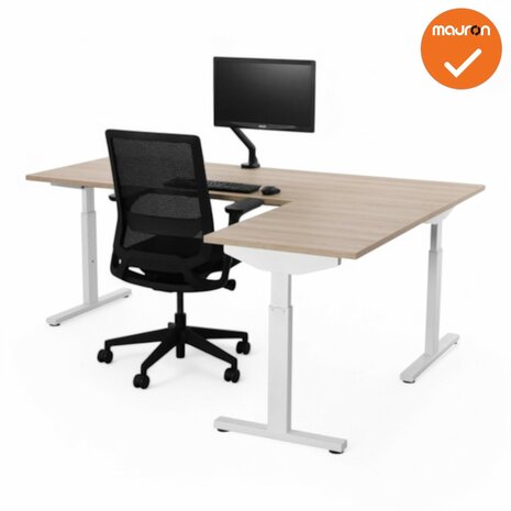 Hoekbureau Tube - Rechte hoek - wit onderstel - wit