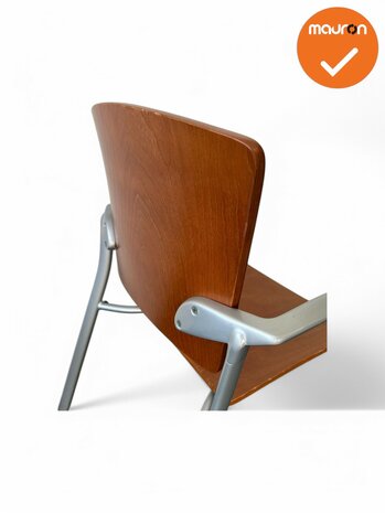 Kantinestoel Eina - refurbished - Hout met zilvergrijs frame