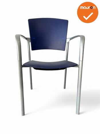 Kantinestoel Eina - refurbished - Blauw met zilvergrijs frame