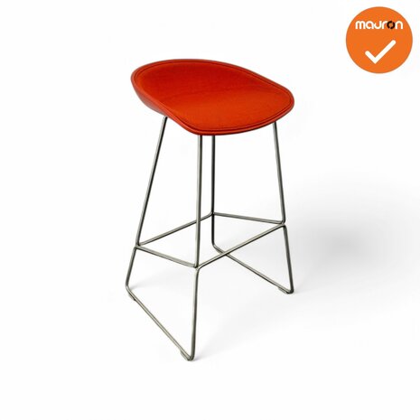 Barkruk - HAY- about a stool - Rood gestoffeerd - chroom onderstel