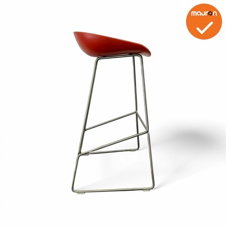 Barkruk - HAY- about a stool - Rood gestoffeerd - chroom onderstel