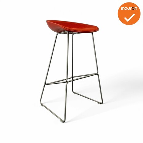Barkruk - HAY- about a stool - Rood gestoffeerd - chroom onderstel