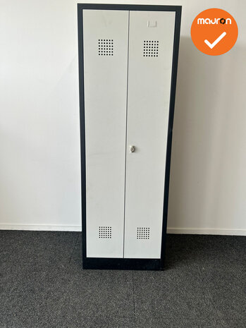 Lockerkast - 180x60x50 - 2 deurs - Zwart met zilvergrijze deuren