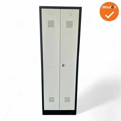 Lockerkast - 180x60x50 - 2 deurs - Zwart met zilvergrijze deuren