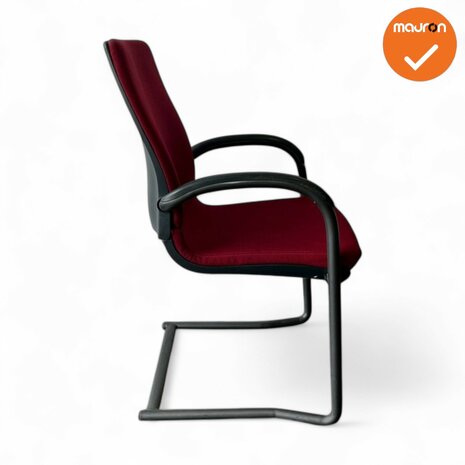 Ahrend 230 vergaderstoel - Zwart frame - Rode stoffering