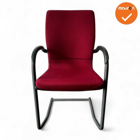 Ahrend 230 vergaderstoel - Zwart frame - Rode stoffering
