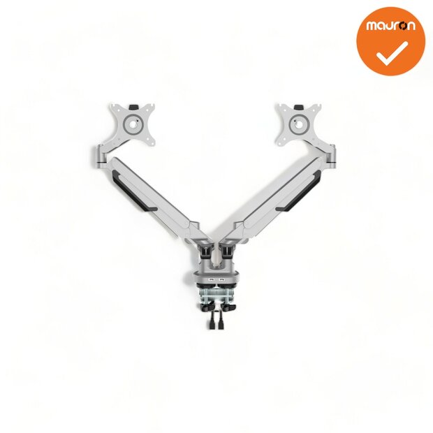 Monitorarm - Inclusief USB - Duo Deluxe - Zilvergrijs