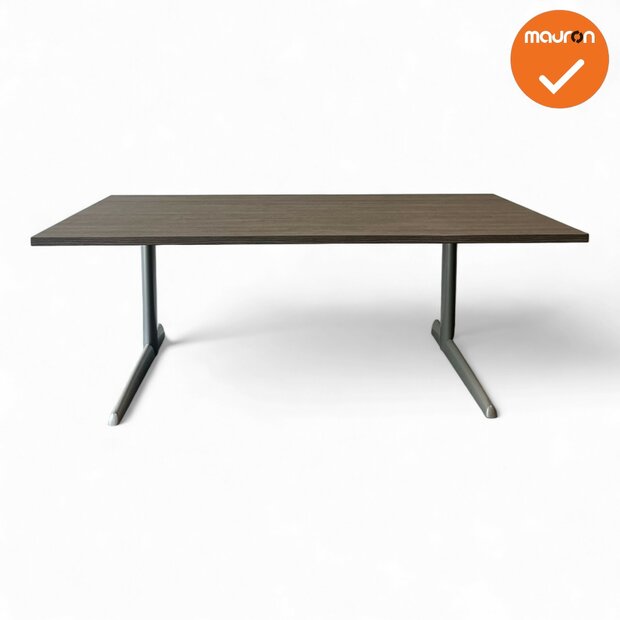 Bureau - Ahrend 500 - Handmatig - Zilvergrijs - Oak dark Melamine - 160x80