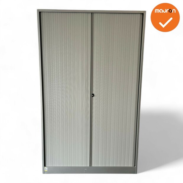 Ahrend Roldeurkast - 195x120x45 - Zilvergrijs - Wit beige deuren