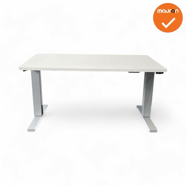 Refurbished - HonMove zit-sta bureau - zilvergrijs onderstel - 120x80 - gebruikt wit blad