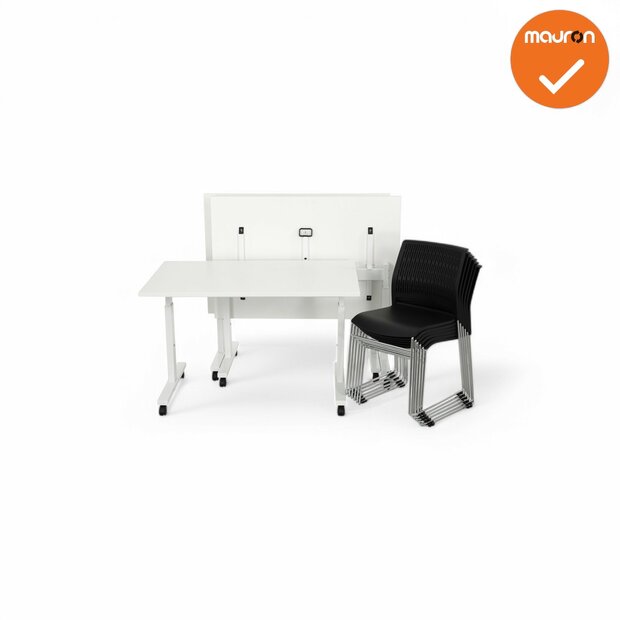 Verrijdbare klaptafel TUBE - wit - NIEUW - bladkleur en grootte naar keuze