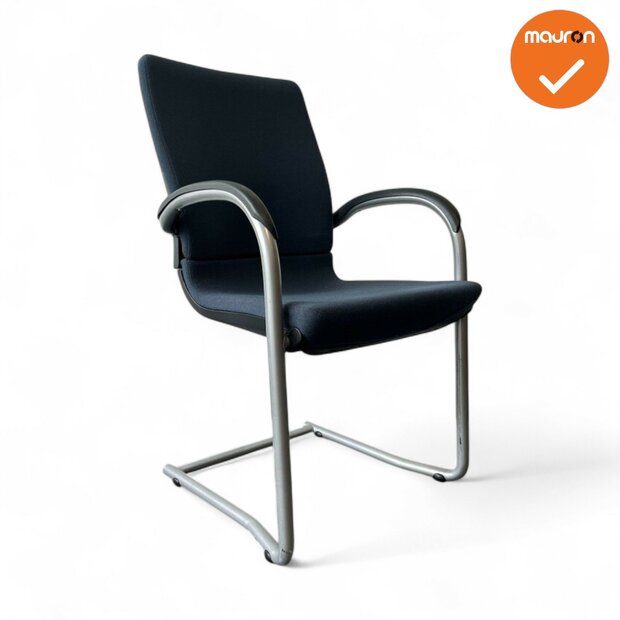 Ahrend 230 vergaderstoel - Zilvergrijs frame - Blauwe stoffering