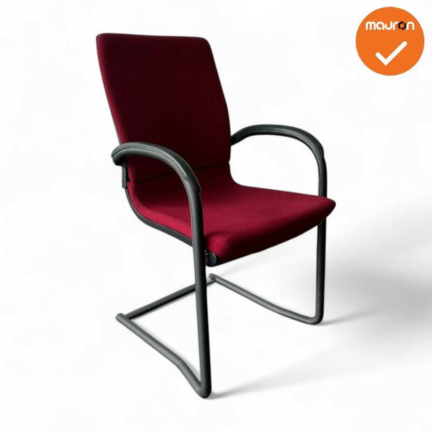 Ahrend 230 vergaderstoel - Zwart frame - Rode stoffering