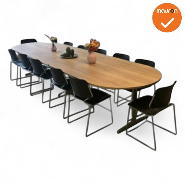 Ahrend vergadertafel - 400x100cm - Ovaal - bladkleur naar keuze