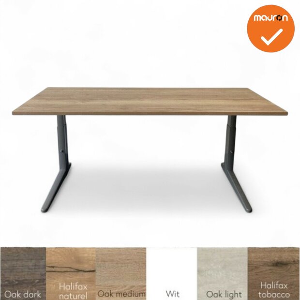 Ahrend Essa handmatig verstelbaar bureau - nieuw blad naar keuze - afmetingen naar keuze - Antraciet onderstel