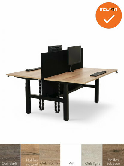 Duo bureau - elektrisch verstelbaar - maat en kleur blad naar keuze - zwart onderstel