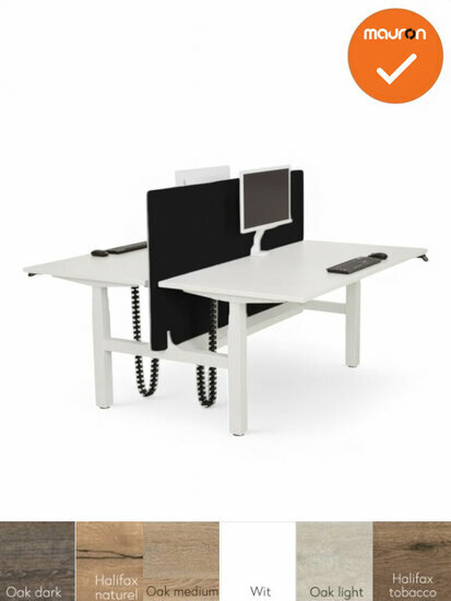 Duo bureau - elektrisch zit-sta verstelbaar - maat en kleur blad naar keuze - wit onderstel