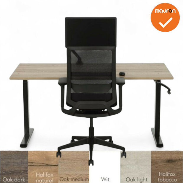 Base zit-sta bureau - slinger verstelbaar - maat en kleur blad naar keuze - zwart onderstel