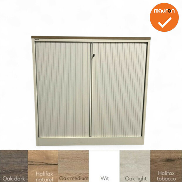 Roldeurkast - Ahrend - 120x120x45cm - wit met metalen roldeuren - Topblad naar keuze