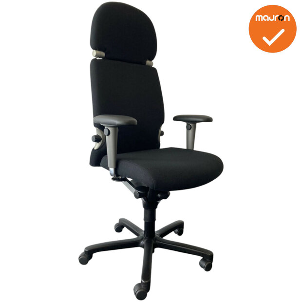 Haworth Comforto 77 met hoofdsteun -  zwarte stoffering - inclusief kunststof armpads