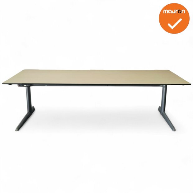 Ahrend 500 zit-sta bureau - 200x80 - refurbished - Ahorn blad - zilvergrijs onderstel