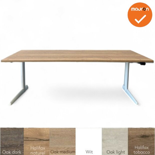 Ahrend 500 slingerverstelbaar bureau - nieuw blad naar keuze - afmetingen naar keuze - wit onderstel