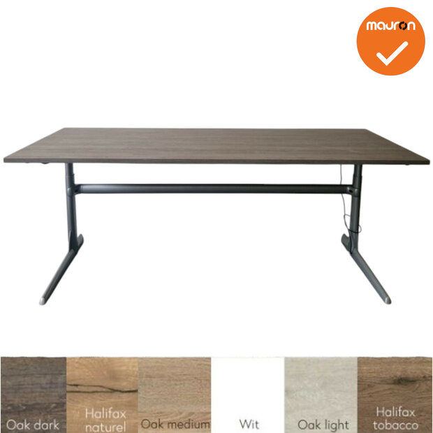 Ahrend 500 zit-sta bureau - nieuw blad naar keuze - 200cm breed - zilvergrijs onderstel 