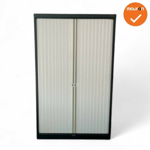 Mewaf roldeurkast - 198x120x48cm - Zwart met grijze deuren
