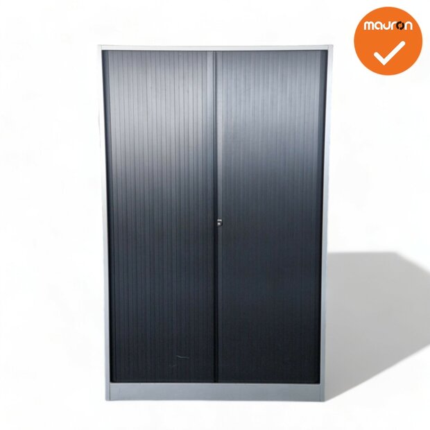 B-keuze - Roldeurkast - Ahrend - 195x120x45cm - Zilvergrijs met zwarte deuren