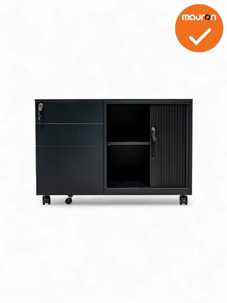 Verrijdbaar ladeblok met schuifdeurkast - NIEUW- topblad in kleur naar keuze