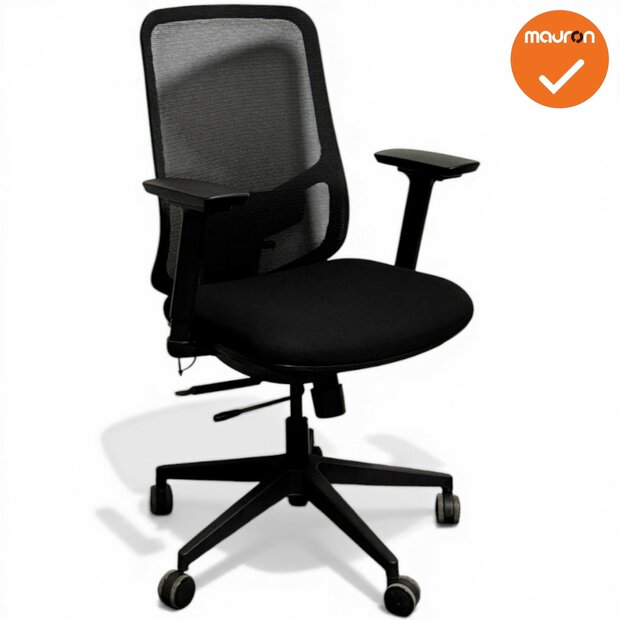 Bureaustoel Mik - NIEUW - Zwarte stoffering - zwart voetkruis