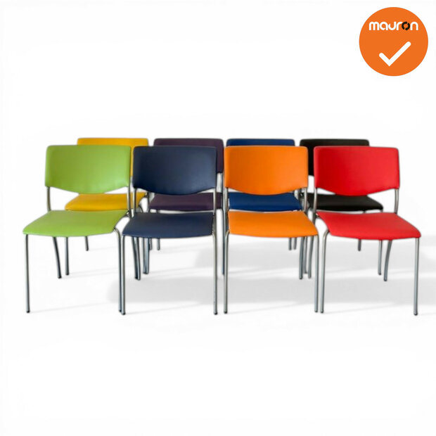 Ahrend 460 vergaderstoel - grijs onderstel - kunstleer - set van 8 gekleurde stoelen