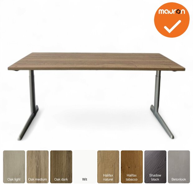 Ahrend 500 bureau &ndash; Handmatig verstelbaar &ndash; Nieuw blad &ndash; Zilvergrijs