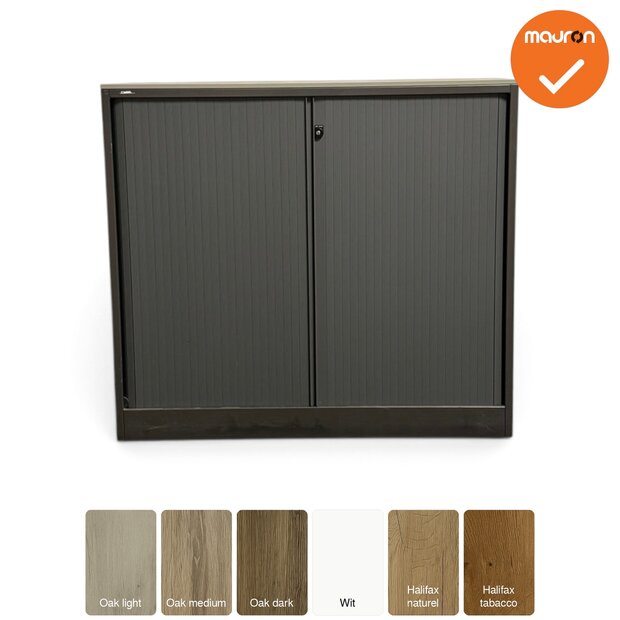 Ahrend - Roldeurkast - 110x120x45 cm - Antracietgrijs met grijze deuren